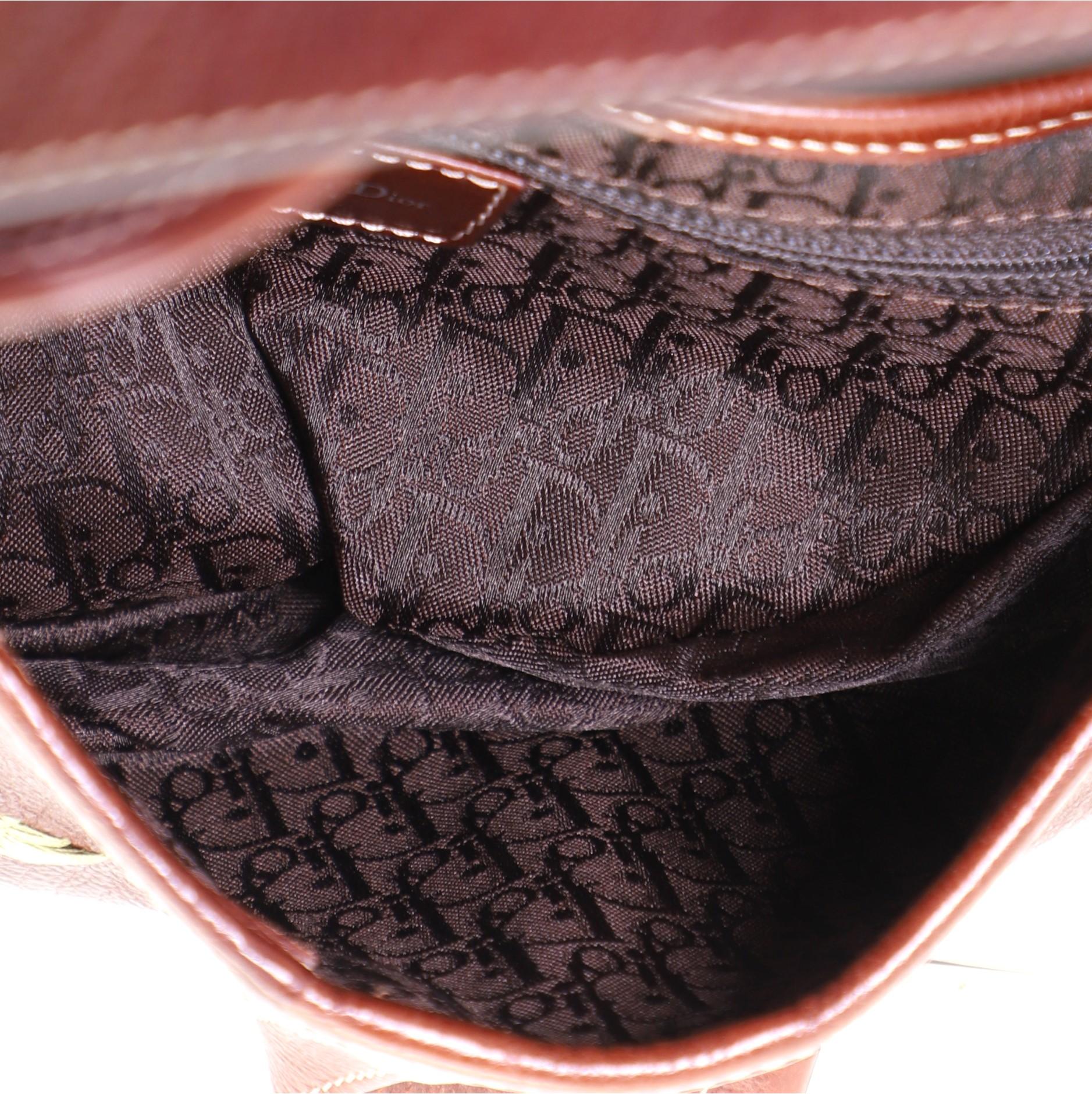 Christian Dior Vintage Saddle Bag Embroidered Leather Medium 1