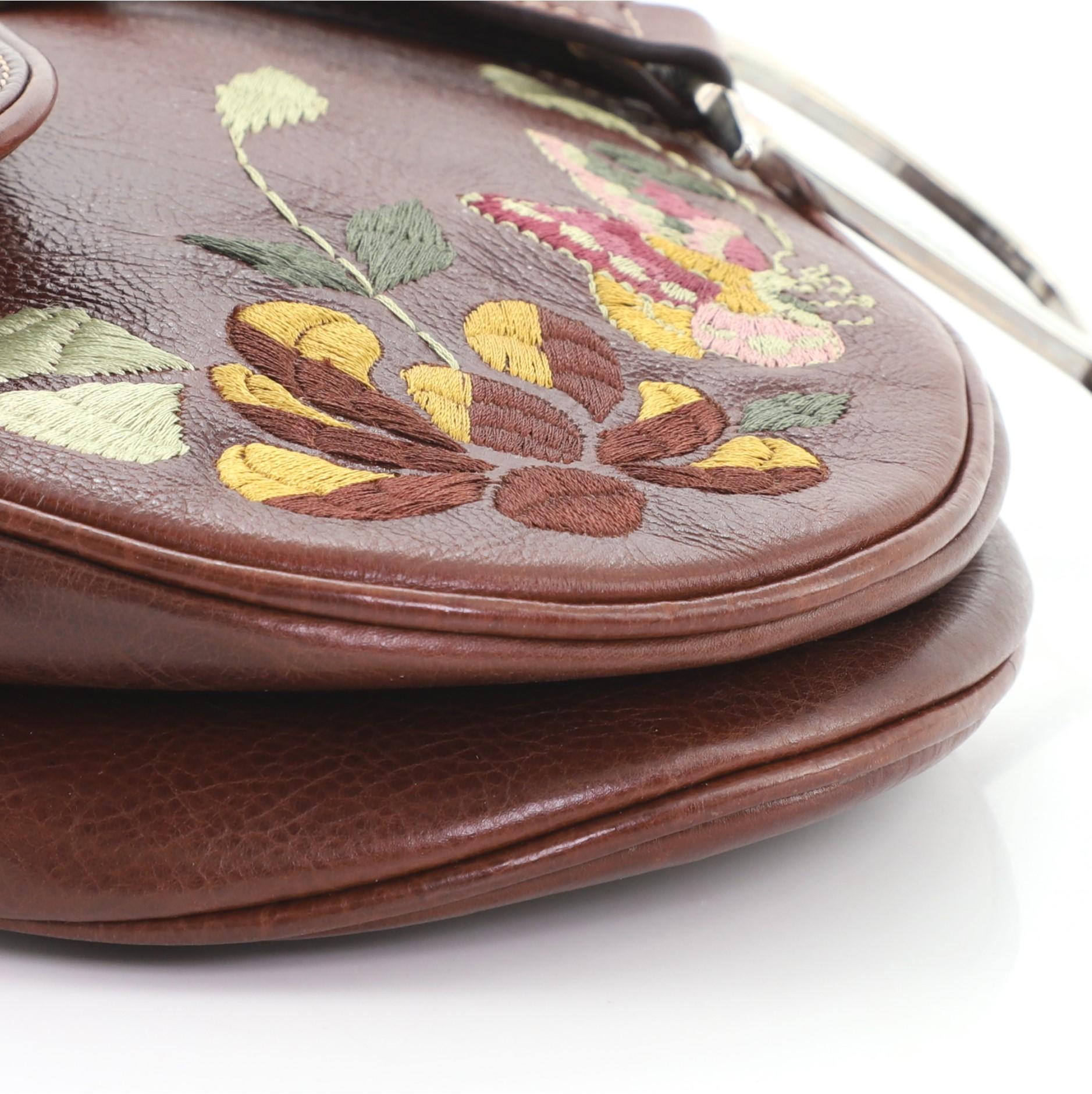 Christian Dior Vintage Saddle Bag Embroidered Leather Medium 3