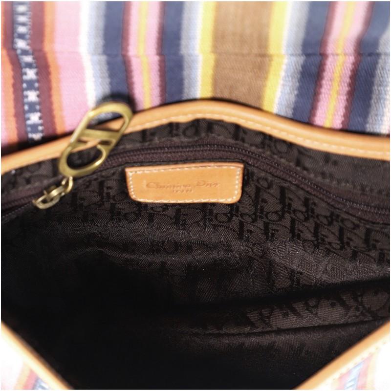 Women's or Men's Christian Dior Vintage Saddle Bag Embroidered Striped Canvas Medium
