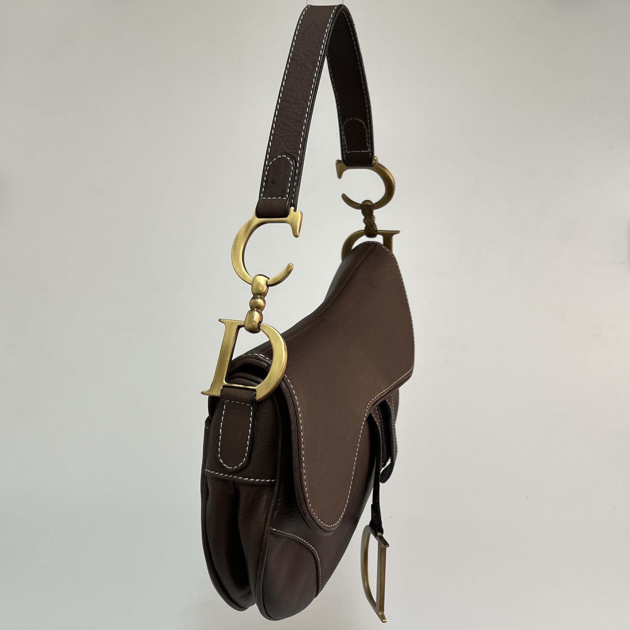 vintage dior saddle bag brown
