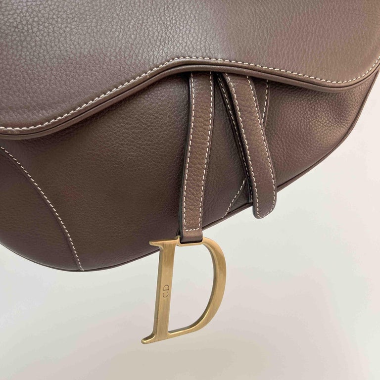 CHRISTIAN DIOR Vintage Saddle Bag in Brown Leather For Sale at 1stDibs