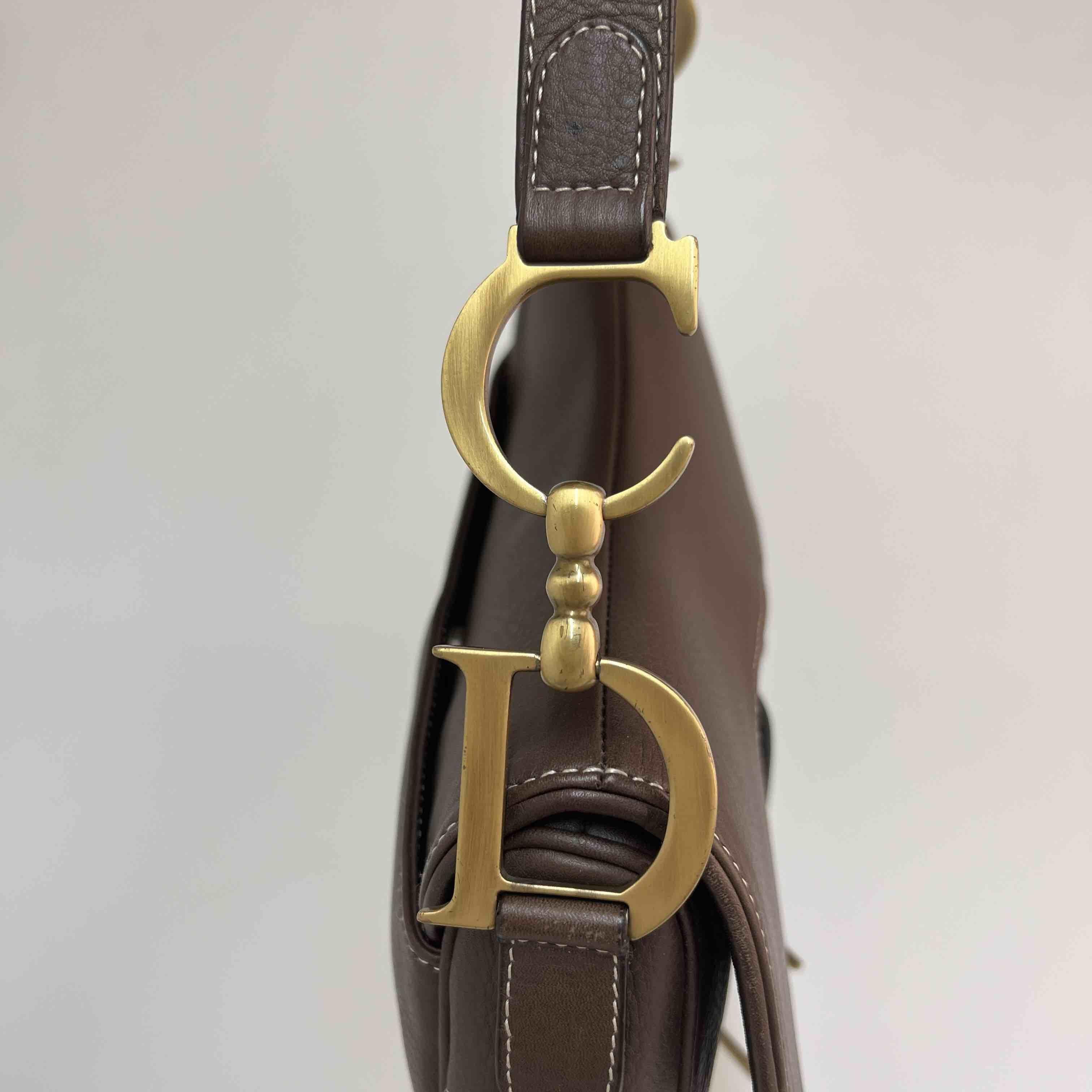 CHRISTIAN DIOR Vintage Saddle Bag in Brown Leather 1