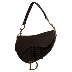 CHRISTIAN DIOR Vintage Saddle Bag in Brown Leather