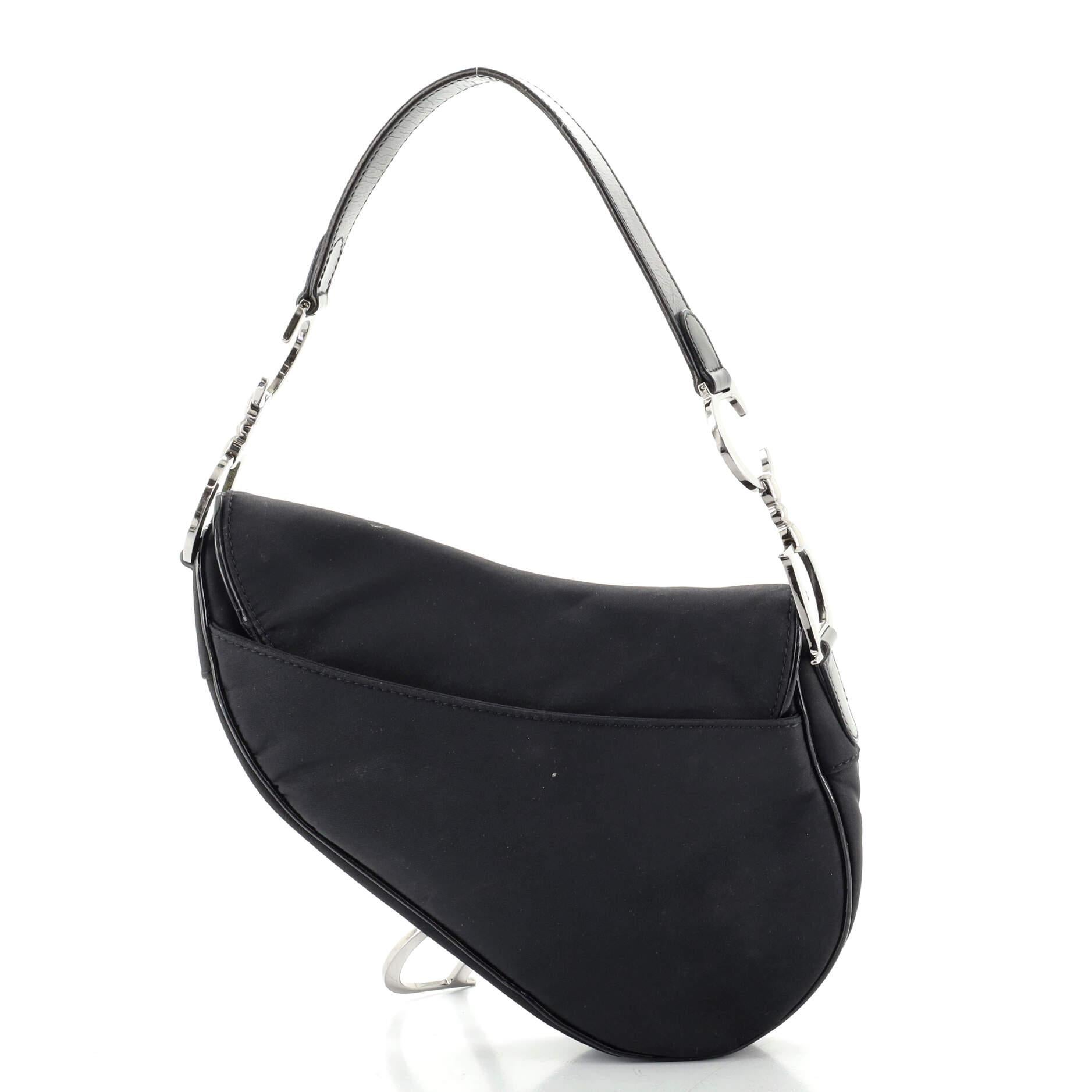 Black Christian Dior Vintage Saddle Bag Nylon Medium