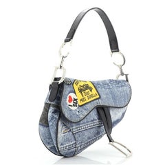 Christian Dior Vintage Saddle Bag Patch Embellished Denim Medium