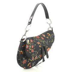 Christian Dior Vintage Saddle Bag Printed Canvas Medium