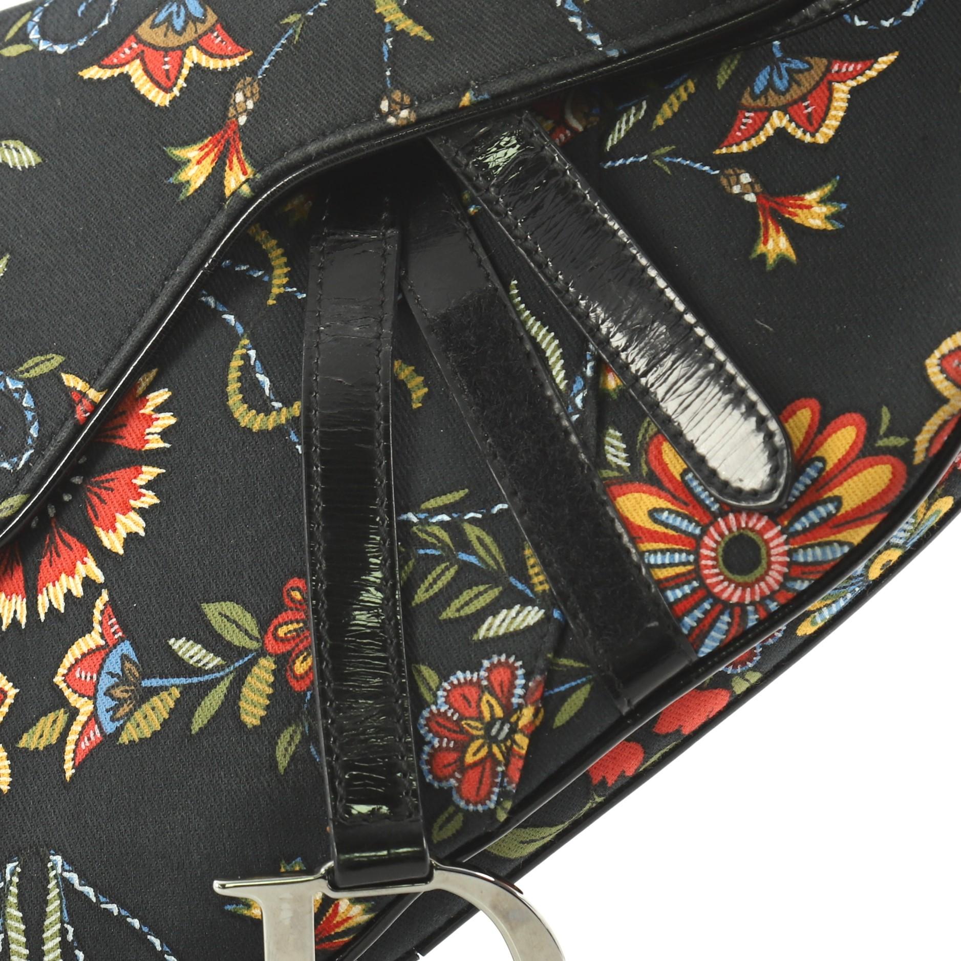 Christian Dior Vintage Saddle Bag Printed Canvas Medium In Good Condition In NY, NY
