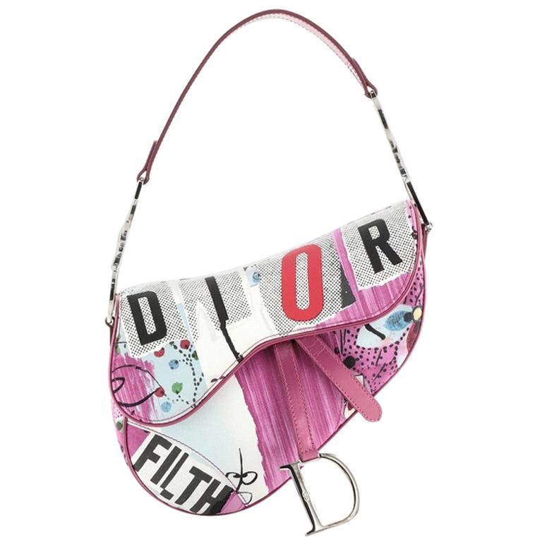 Vintage dior shop saddle bag pink