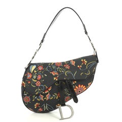 Christian Dior Vintage Saddle Bag Printed Canvas Medium