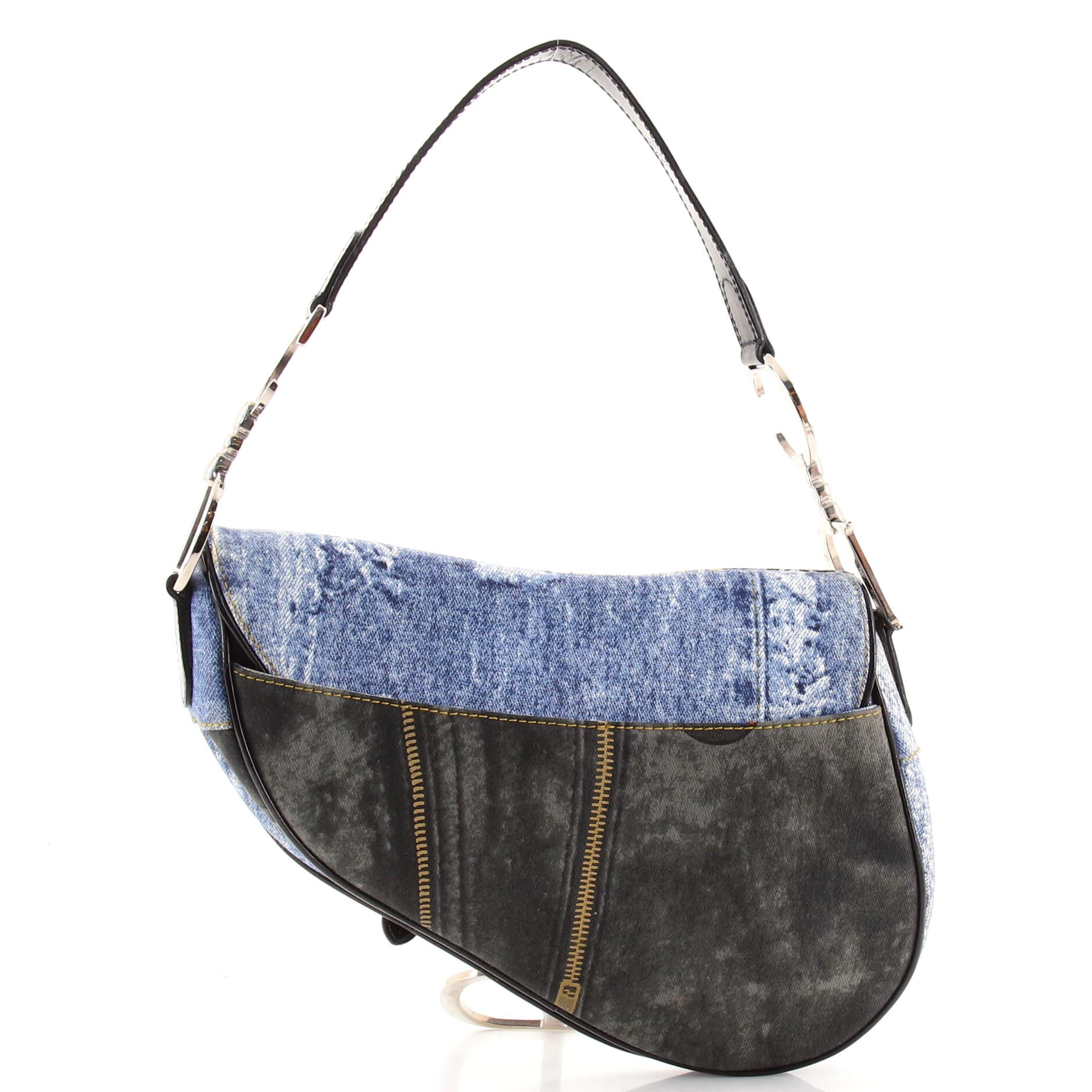 denim dior saddle bag