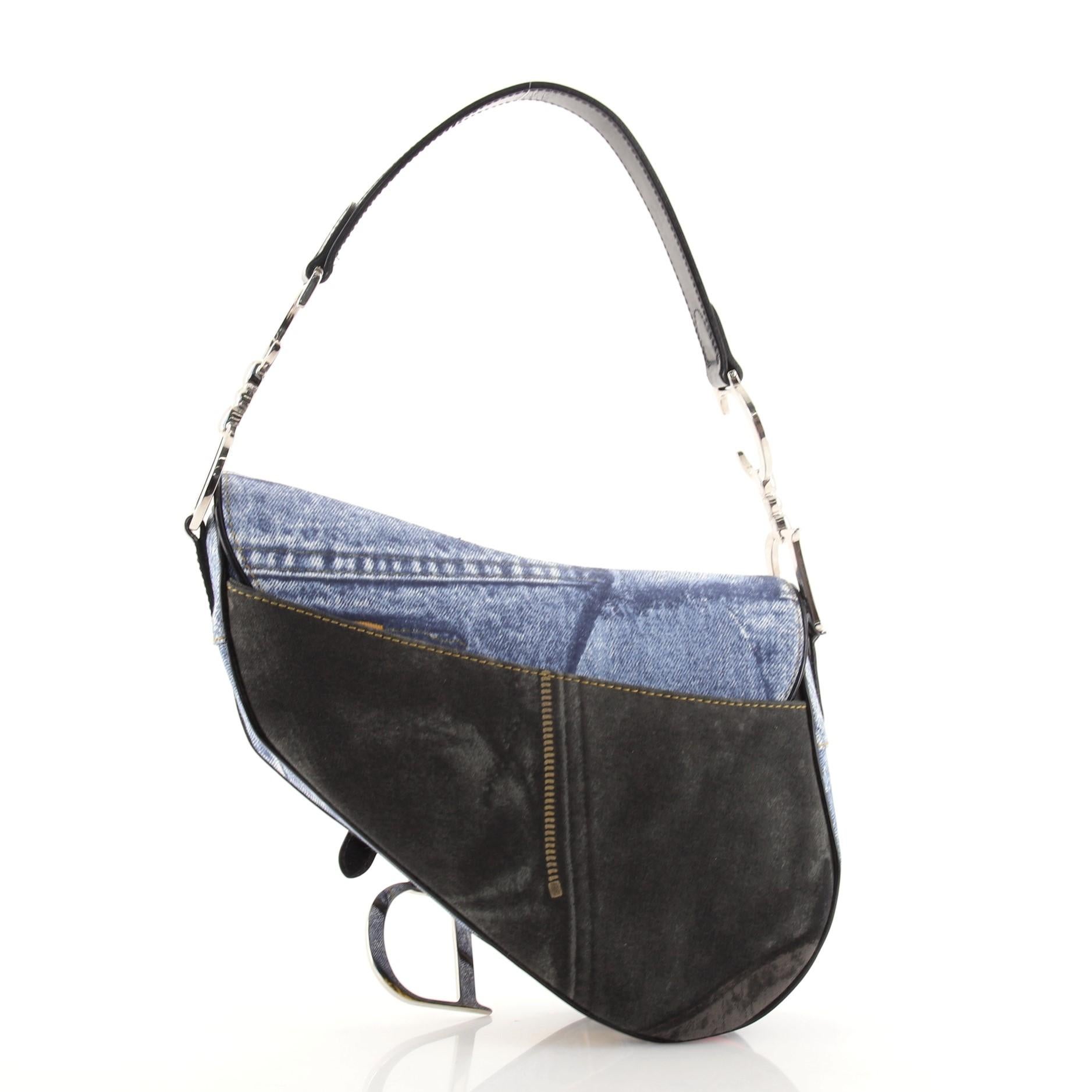denim dior saddle bag
