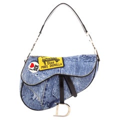 Christian Dior Blue Monogram Canvas Mini Saddle Bag at 1stDibs