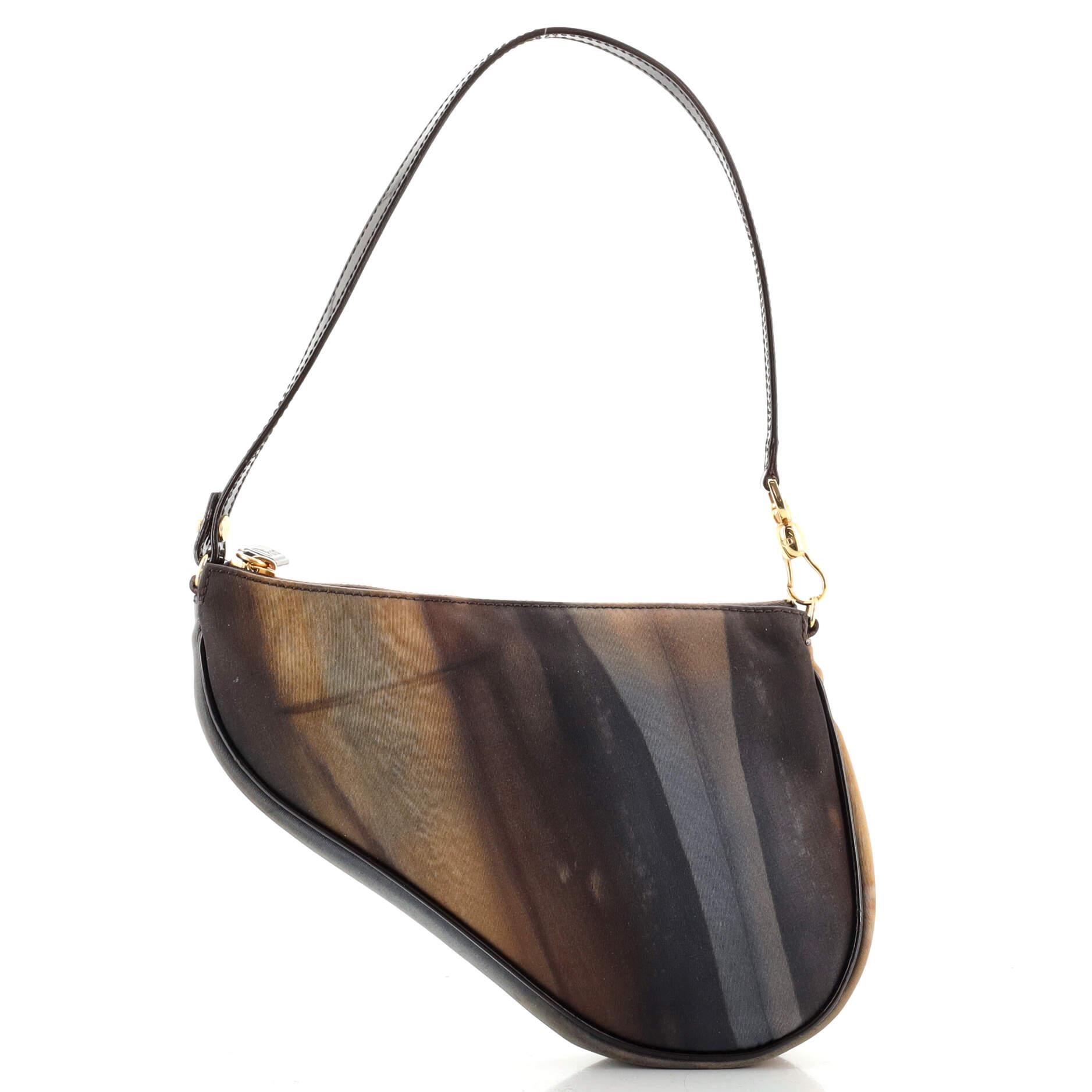 christian dior vintage double saddle bag printed nylon