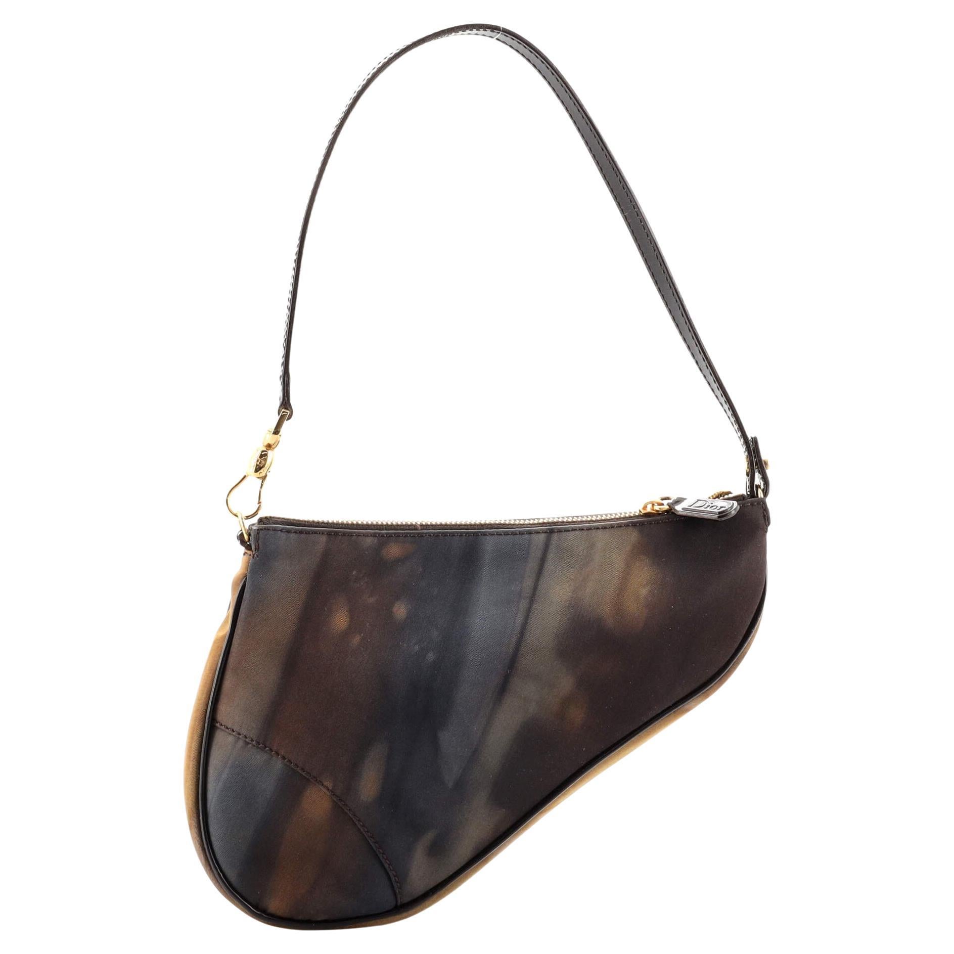 Christian Dior Vintage Saddle Bag Printed Nylon Mini