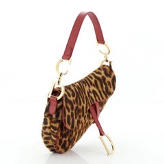 Christian Dior Vintage Saddle Bag Printed Pony Hair Medium