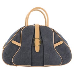 Christian Dior Vintage Saddle Bowler Bag Denim Medium
