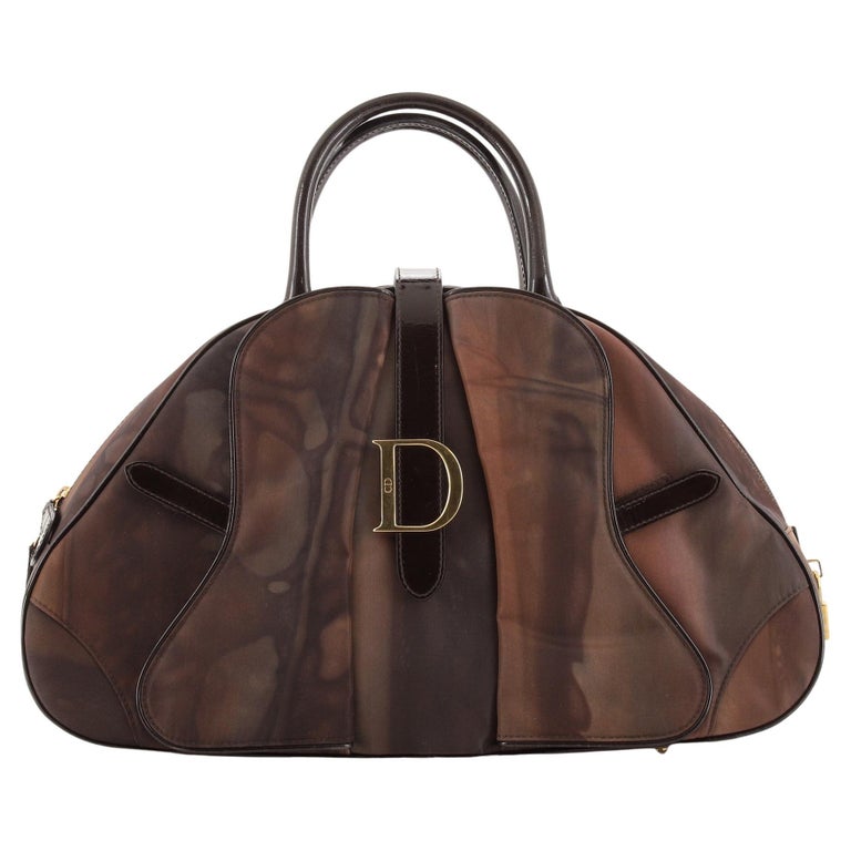 Christian Dior Vintage Saddle Bowler Bag Printed Nylon Medium at 1stDibs