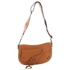 Christian Dior Vintage Saddle Messenger Bag Leather Small