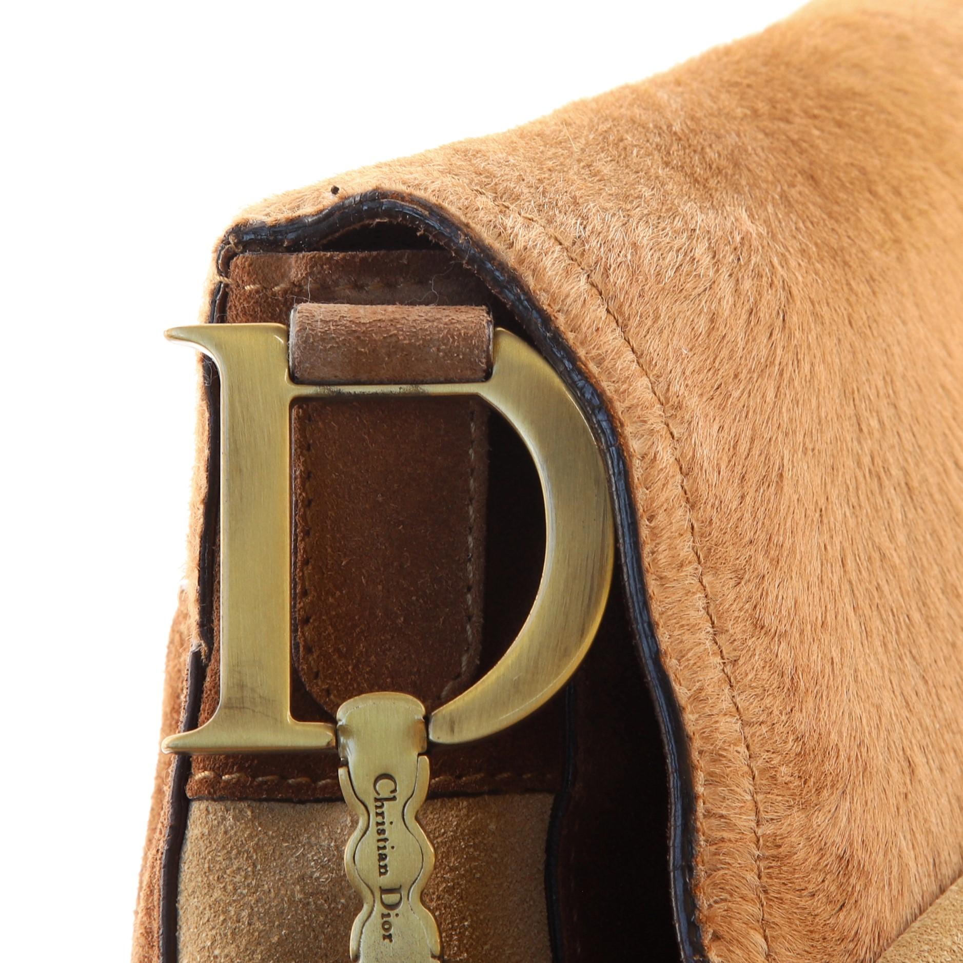 Christian Dior Vintage Saddle Messenger Bag Pony Hair and Suede Large 1
