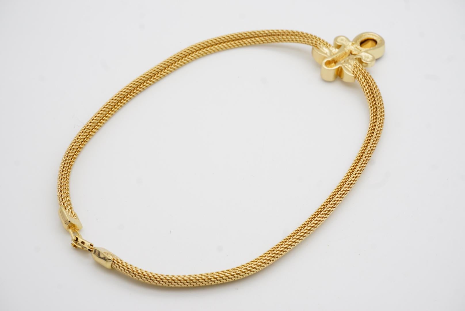 Christian Dior Vintage Sapphire Double Crystals Moons Water Drop Omega Necklace For Sale 11