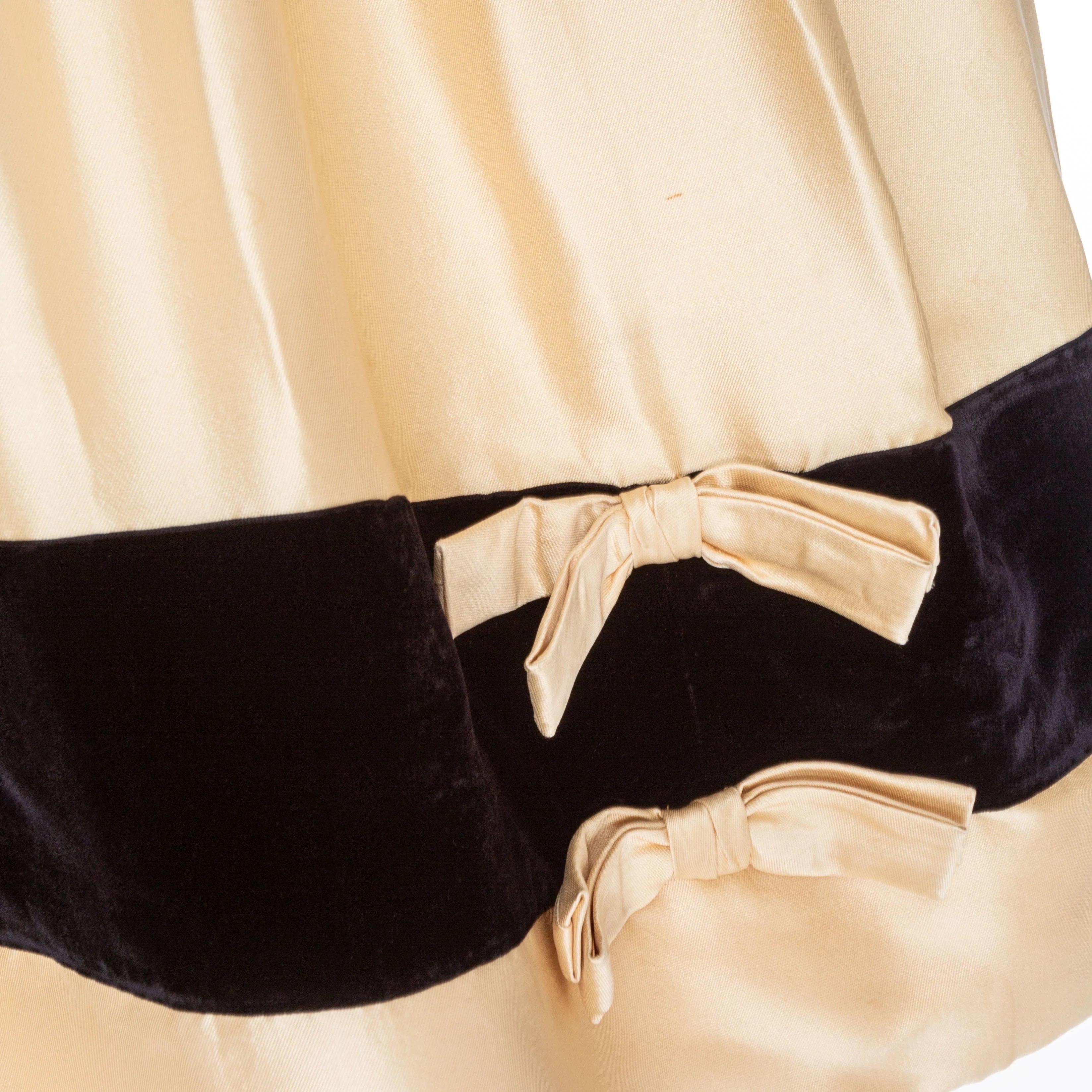 Christian Dior Vintage Satin and Velvet Bow Adorned Dress (1950s) 6