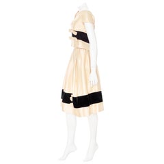 Christian Dior Vintage Satin and Velvet Bow Adorned Dress (1950s)
