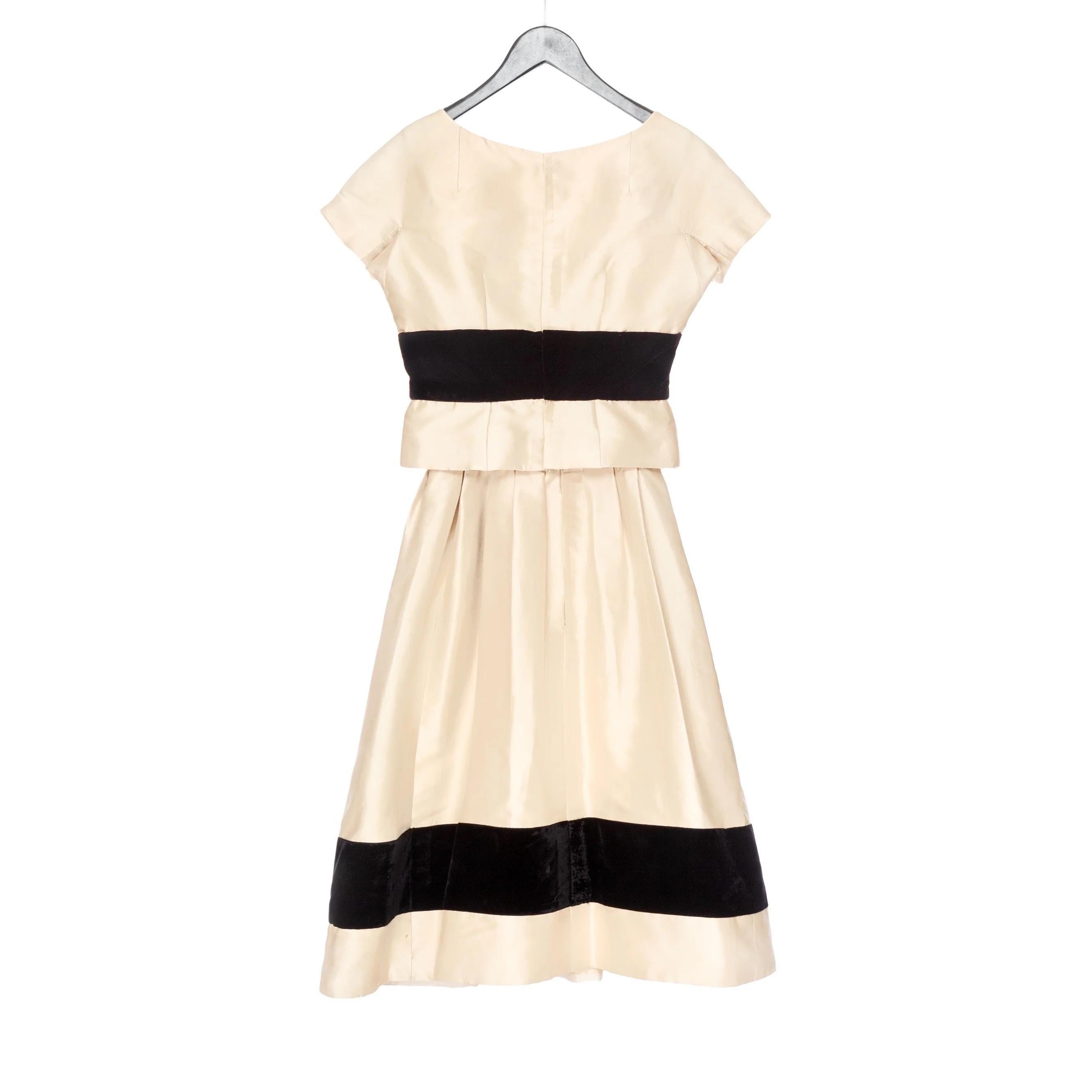 Christian Dior Vintage Satin and Velvet Bow Adorned Dress (1950s) 2