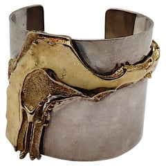 CHRISTIAN DIOR Vintage Sculptural Modernist Brutalist Cuff Bracelet