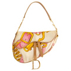Christian Dior Vintage Sex And The City Pink Saddle Chain Satin Print Bag