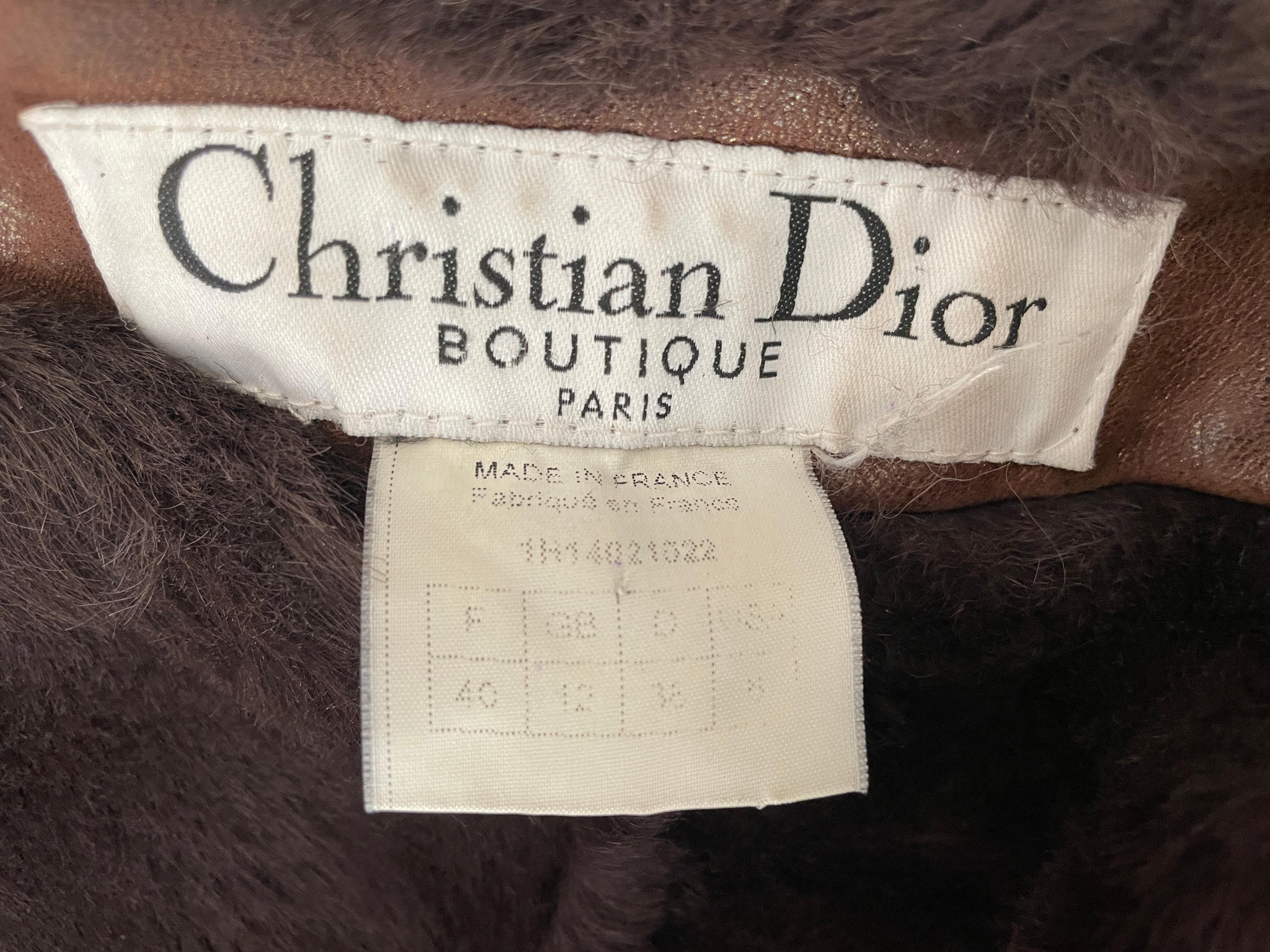 Christian Dior Vintage Shearling Lined Leather Aviator Jacket Unisex 6