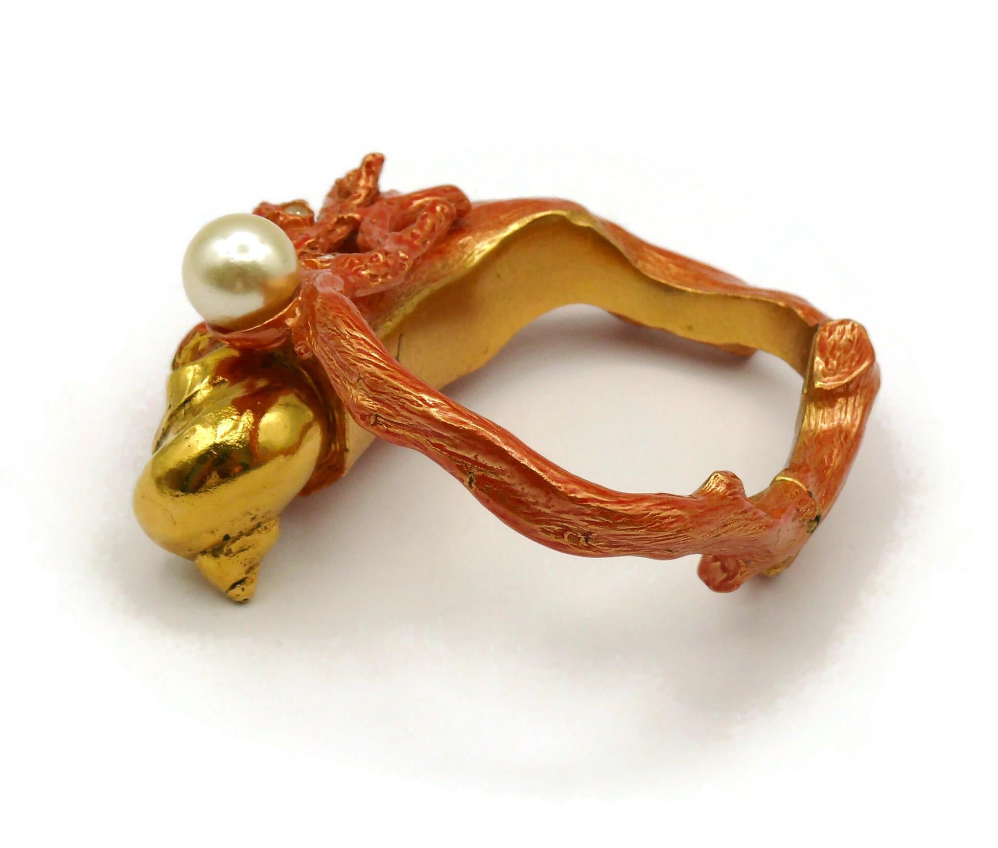 CHRISTIAN DIOR Vintage Shell Clamper Bracelet Dune 1987 5