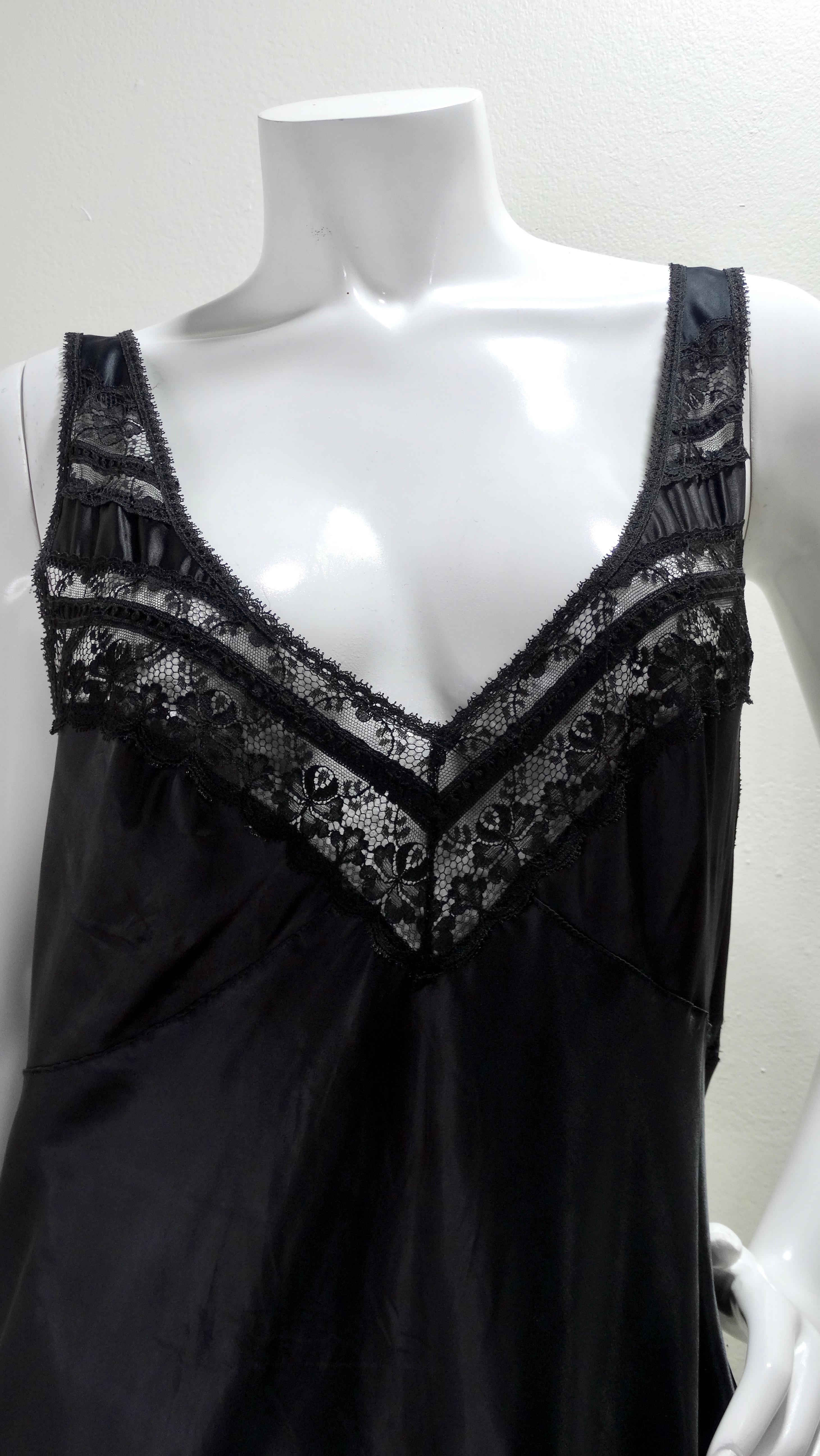 Black Christian Dior Vintage Silk Lace Slip Dress For Sale