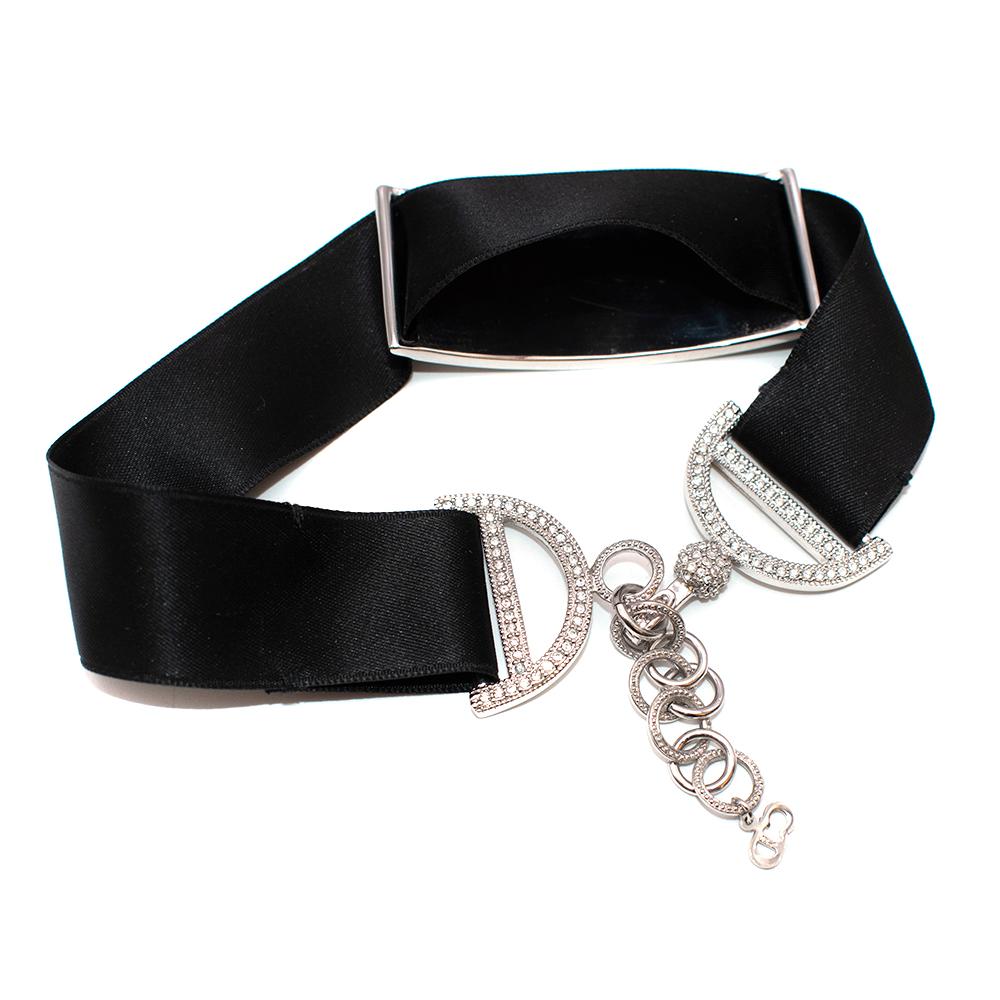 Women's or Men's Christian Dior Vintage Silver Crystal Trotter Choker