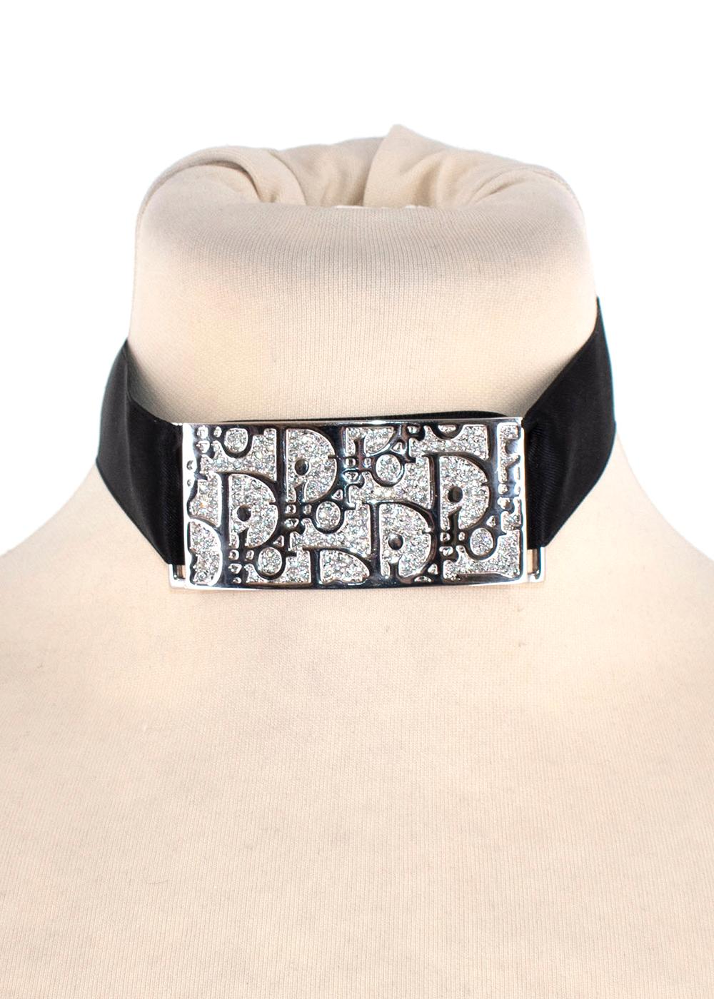 Christian Dior Vintage Silver Crystal Trotter Choker 1