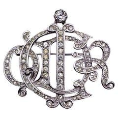 Christian Dior Vintage Silver Metal Crystals Rhinestones Brooch Pin