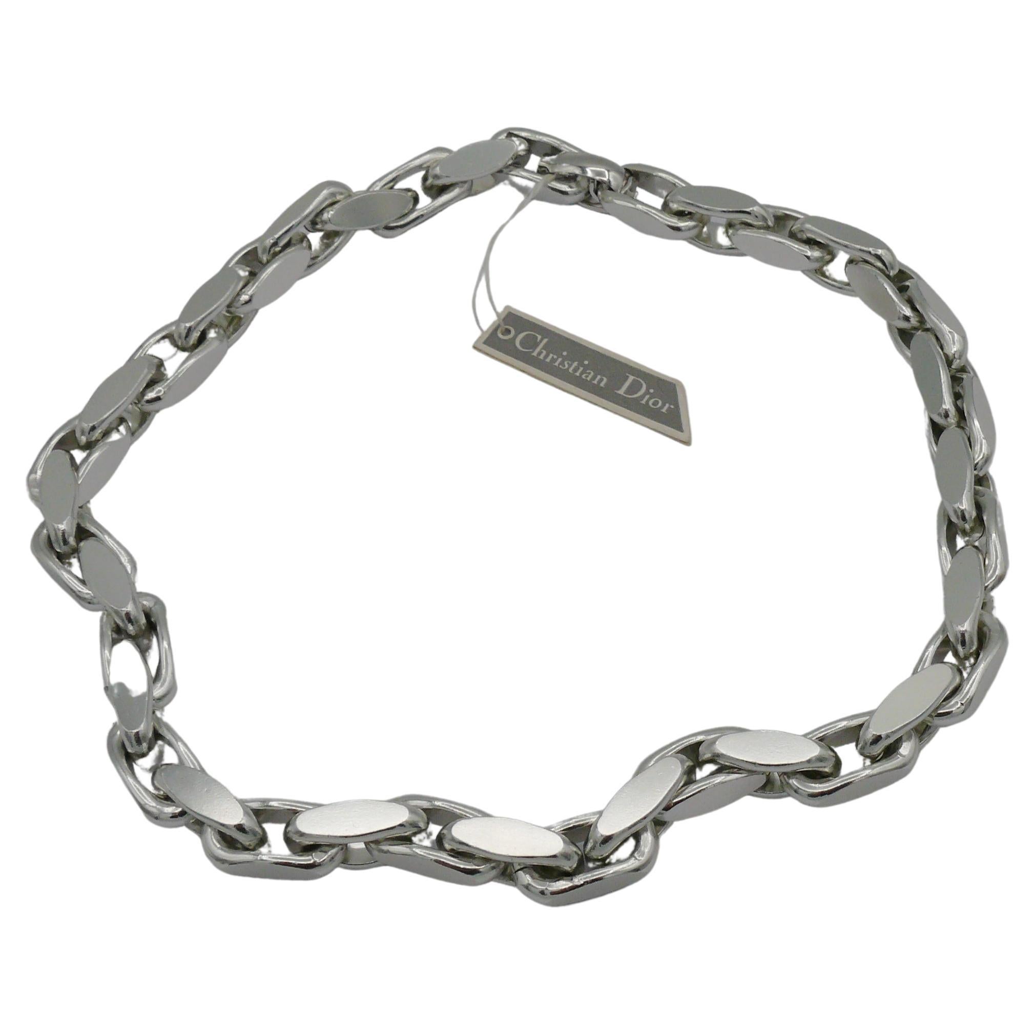 CHRISTIAN DIOR Vintage Silver Tone Chain Necklace, 1973 For Sale