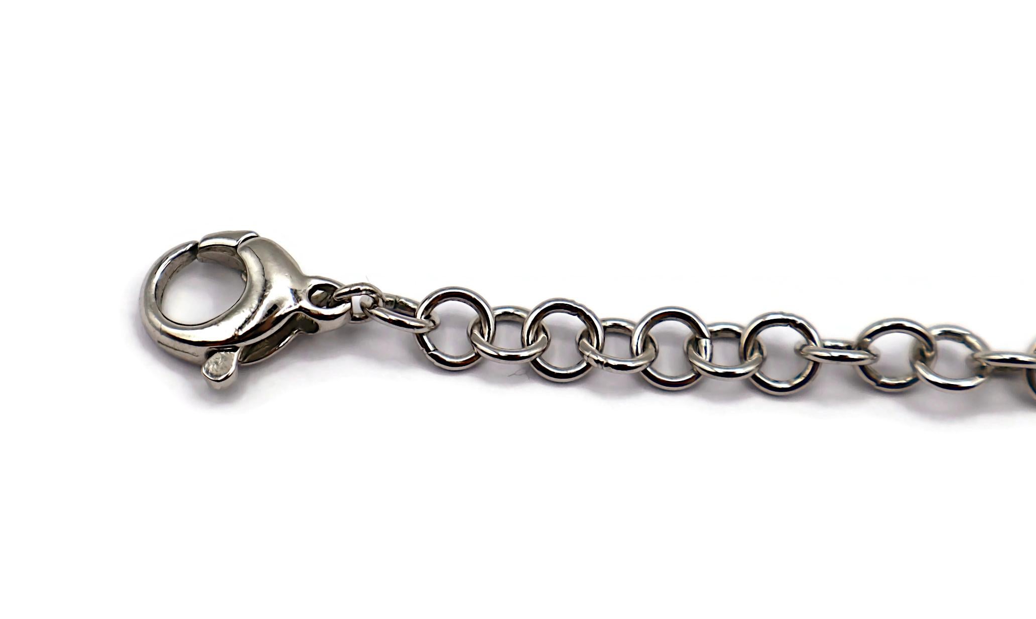 Women's CHRISTIAN DIOR Vintage Silver Tone Crystal & Resin Flower Necklace For Sale