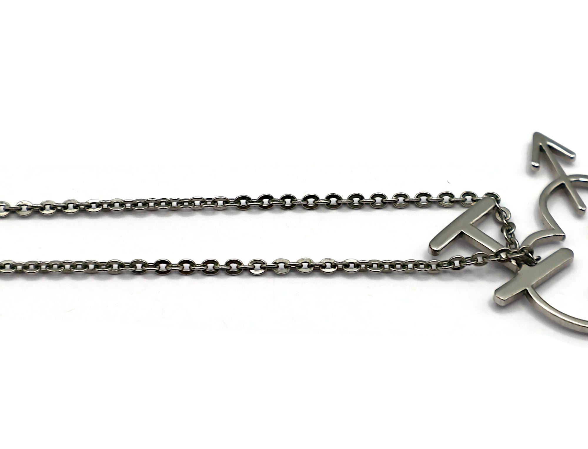 CHRISTIAN DIOR Vintage Silver Tone I Love Dior Arrow Heart Pendant Necklace For Sale 1