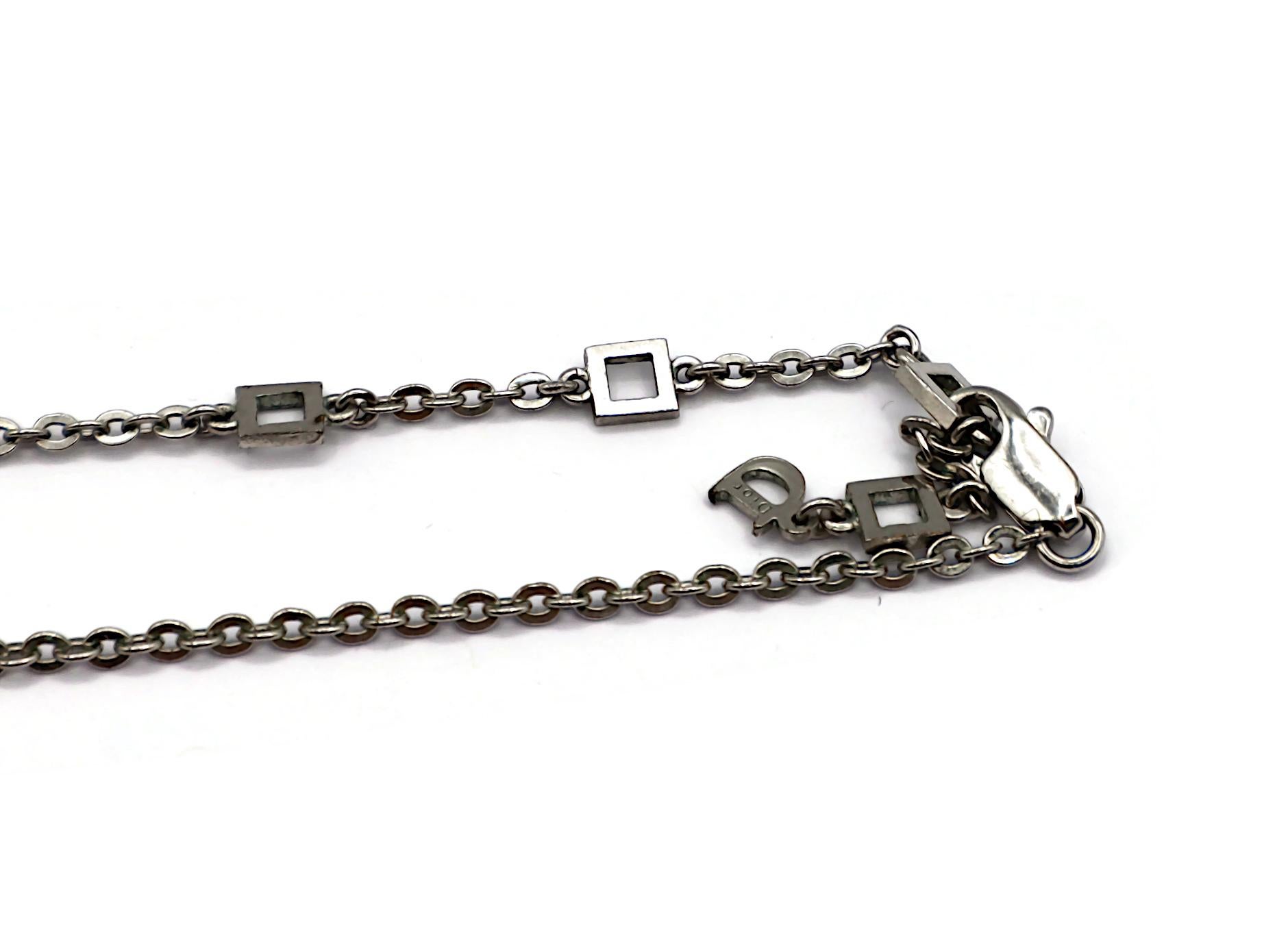 CHRISTIAN DIOR Vintage Silver Tone I Love Dior Arrow Heart Pendant Necklace For Sale 6