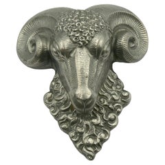 CHRISTIAN DIOR Vintage Silver Tone Ram's Head Paperweight