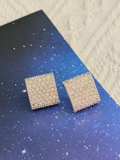 Christian Dior Vintage A Silver cristaux entiers boucles d'oreilles carrées rectangle percées