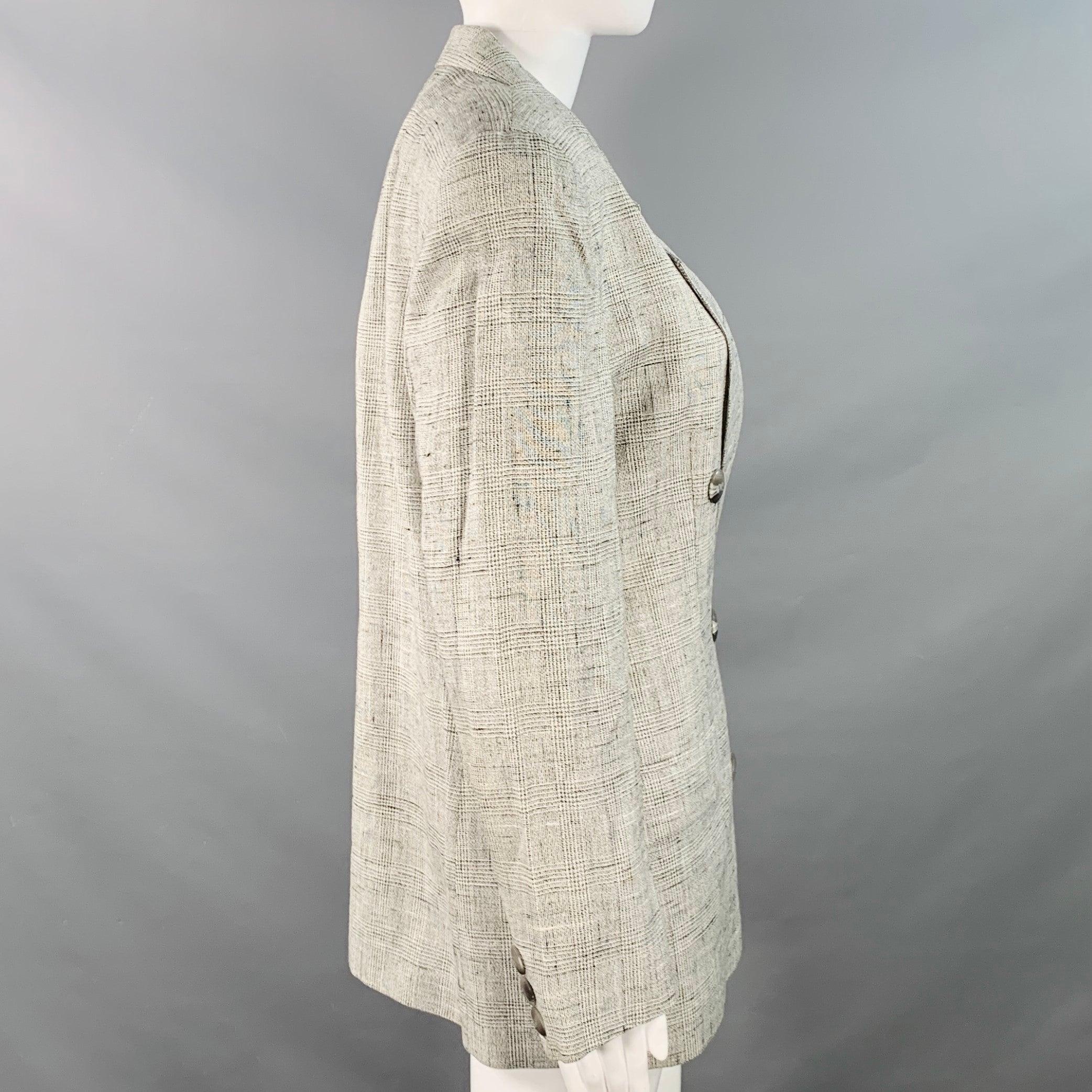 CHRISTIAN DIOR Vintage Größe 6 Schwarz Weiß Glenplaid Jacke Blazer (Grau) im Angebot