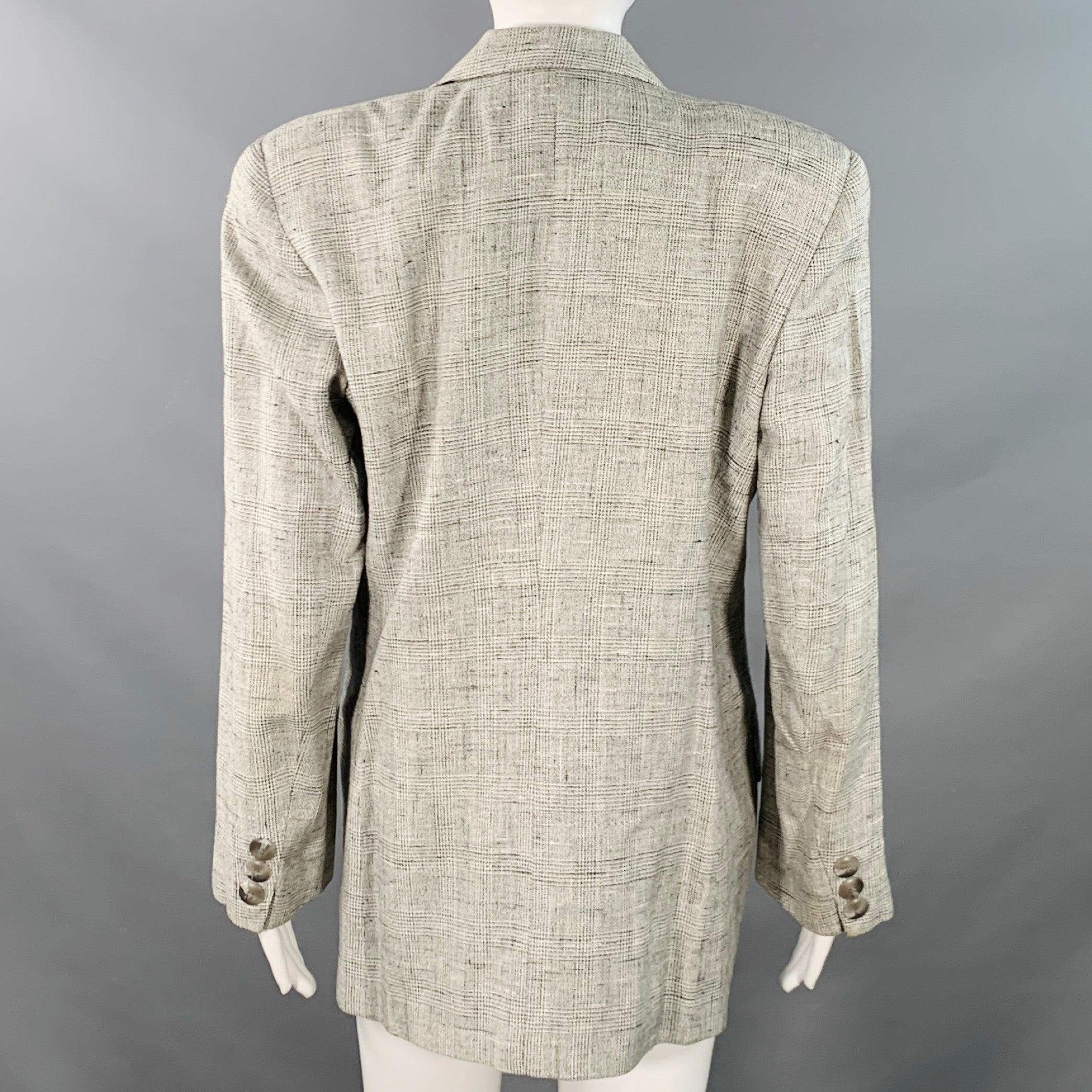 CHRISTIAN DIOR Vintage Größe 6 Schwarz Weiß Glenplaid Jacke Blazer im Zustand „Hervorragend“ im Angebot in San Francisco, CA
