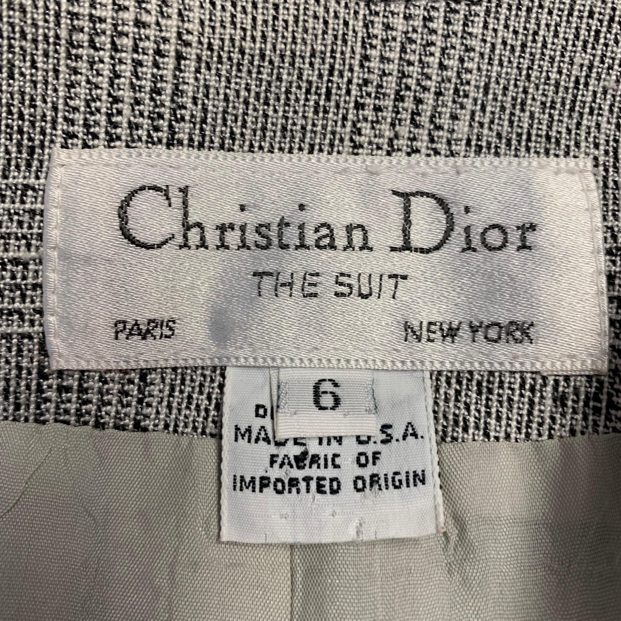 CHRISTIAN DIOR Vintage Größe 6 Schwarz Weiß Glenplaid Jacke Blazer im Angebot 1