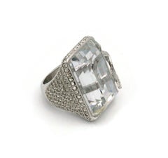 Christian Dior Vintage Statement Crystal Logo Ring