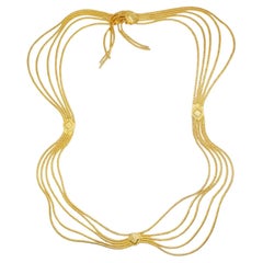 Christian Dior Vintage Strands Plum Blossom Swag Chain Long Belt Gold Necklace
