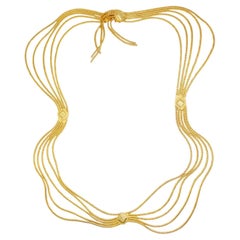 Christian Dior Vintage Strands Plum Blossom Swag Chain Long Belt Gold Necklace