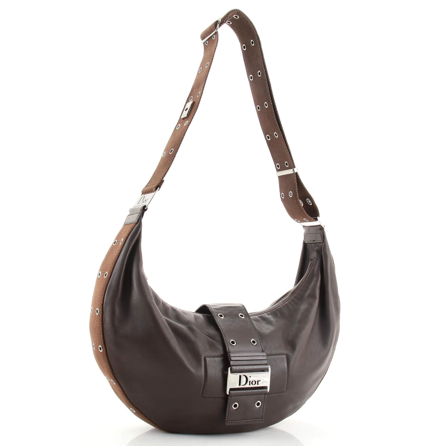 Black Christian Dior Vintage Street Chic Hobo Leather Large