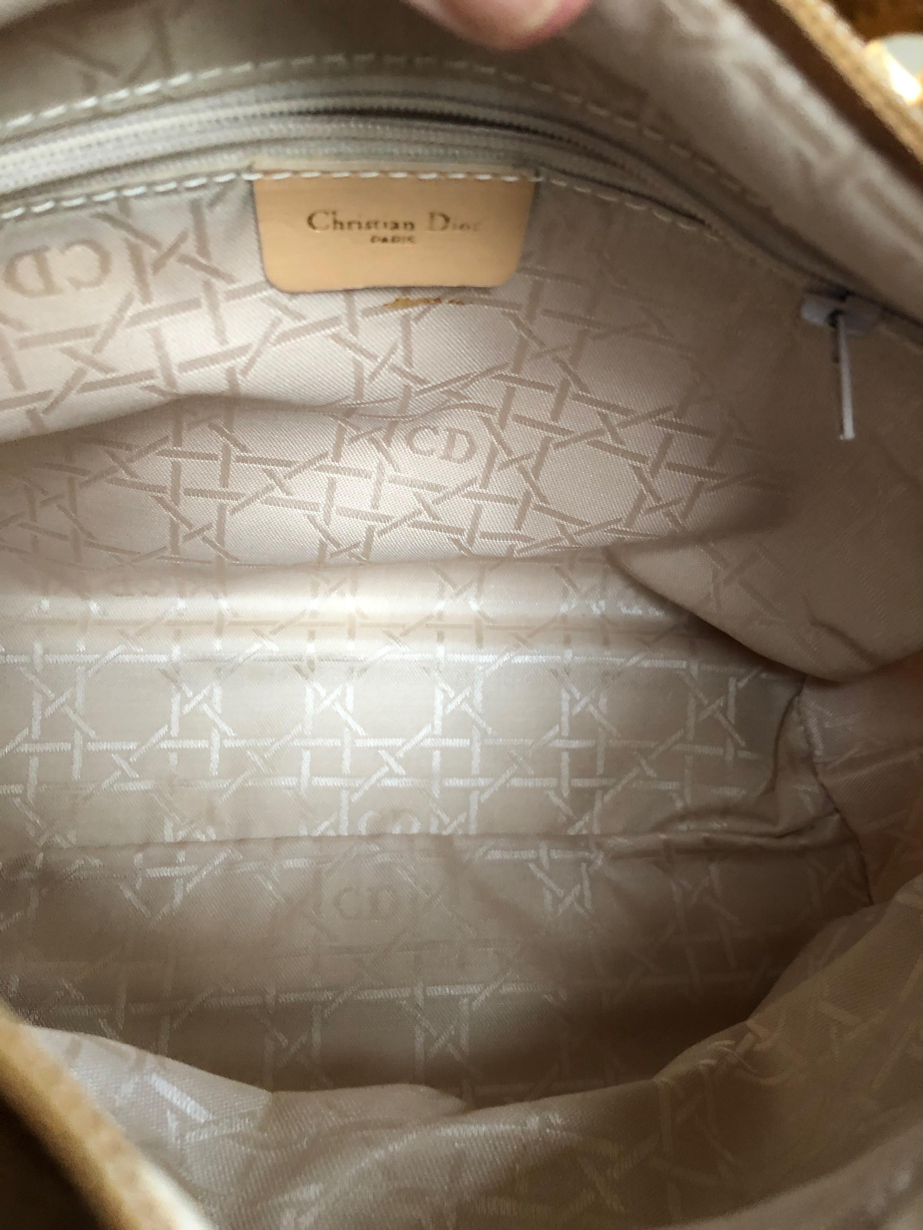 Christian Dior VIntage Tan Fabric Lady Dior Bag For Sale at 1stDibs ...