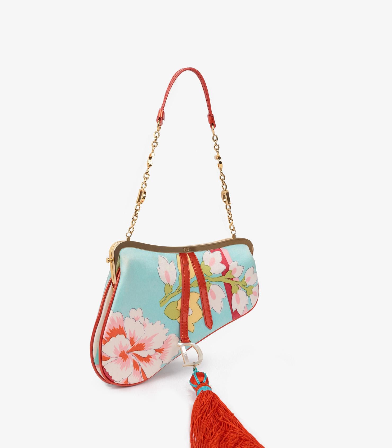 Beige Christian Dior Vintage Tassel Mini Saddle Bag